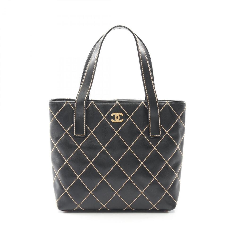 Chanel Wild Stitch Tote Bag Leather Black